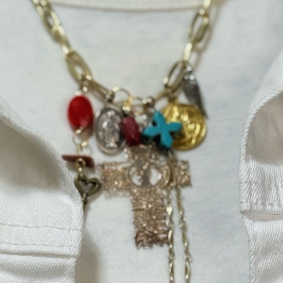 Picture jasper and turquoise bohemian/colorful necklace charms adorned - Picture 2 of 3